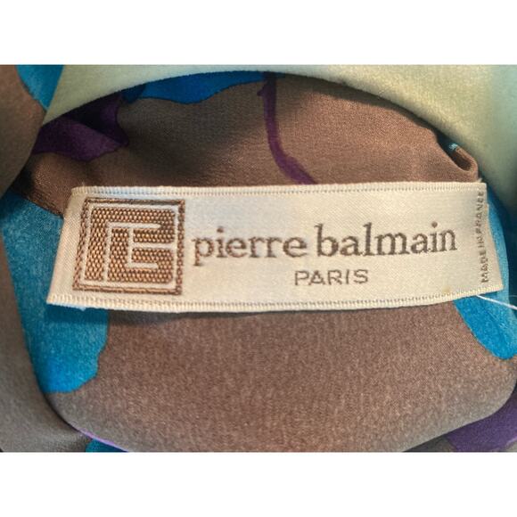 Balmain ~ VINTAGE Pierre Balmain Silk Floral Print Tie-Neck Bow Blouse ~  Sz 42 - Picture 5 of 9